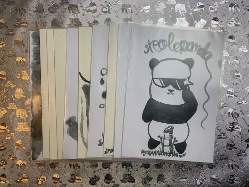 Signed panda ink paintings